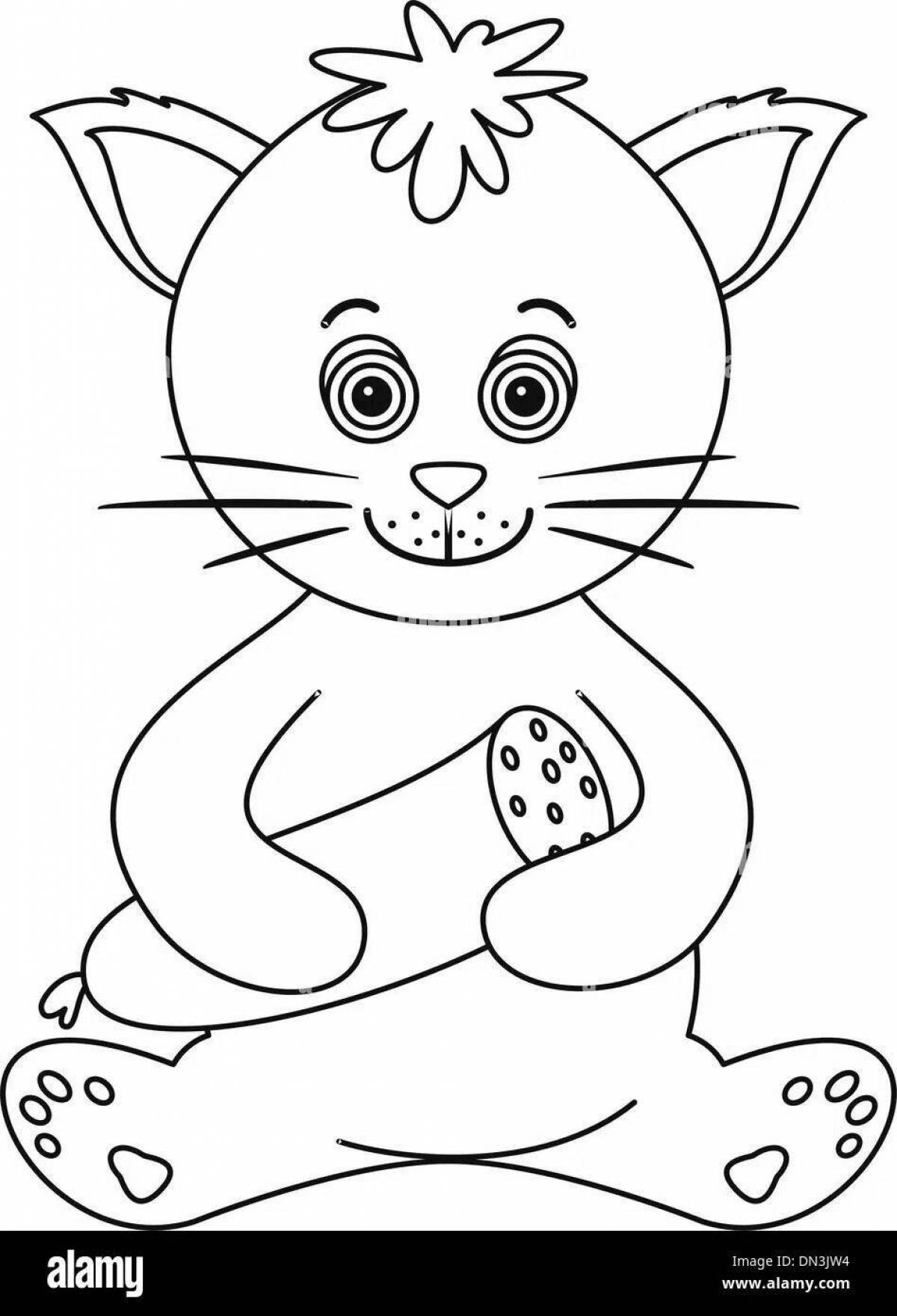 Coloring page graceful cat sausage