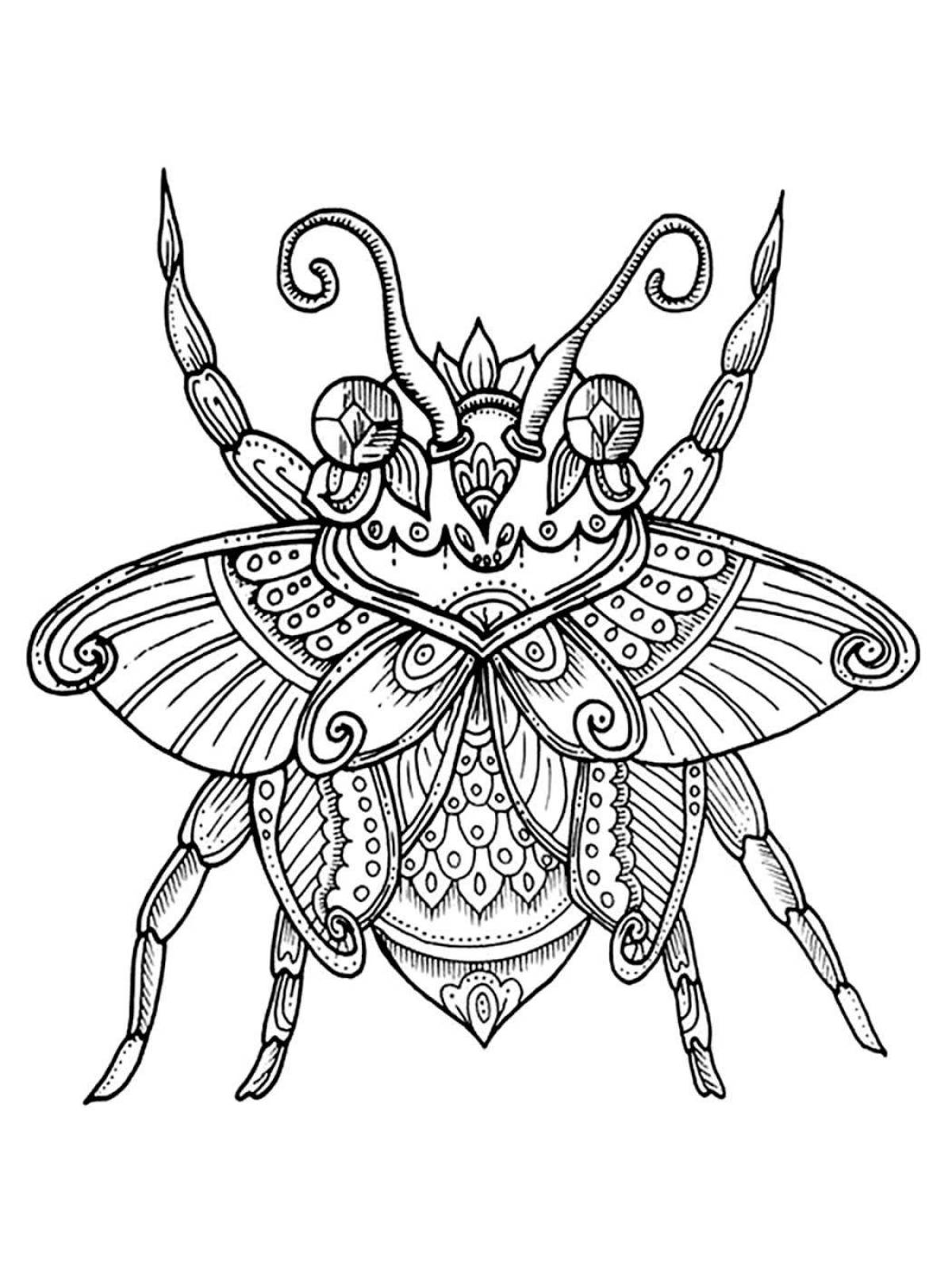 Serene antistress spider coloring page