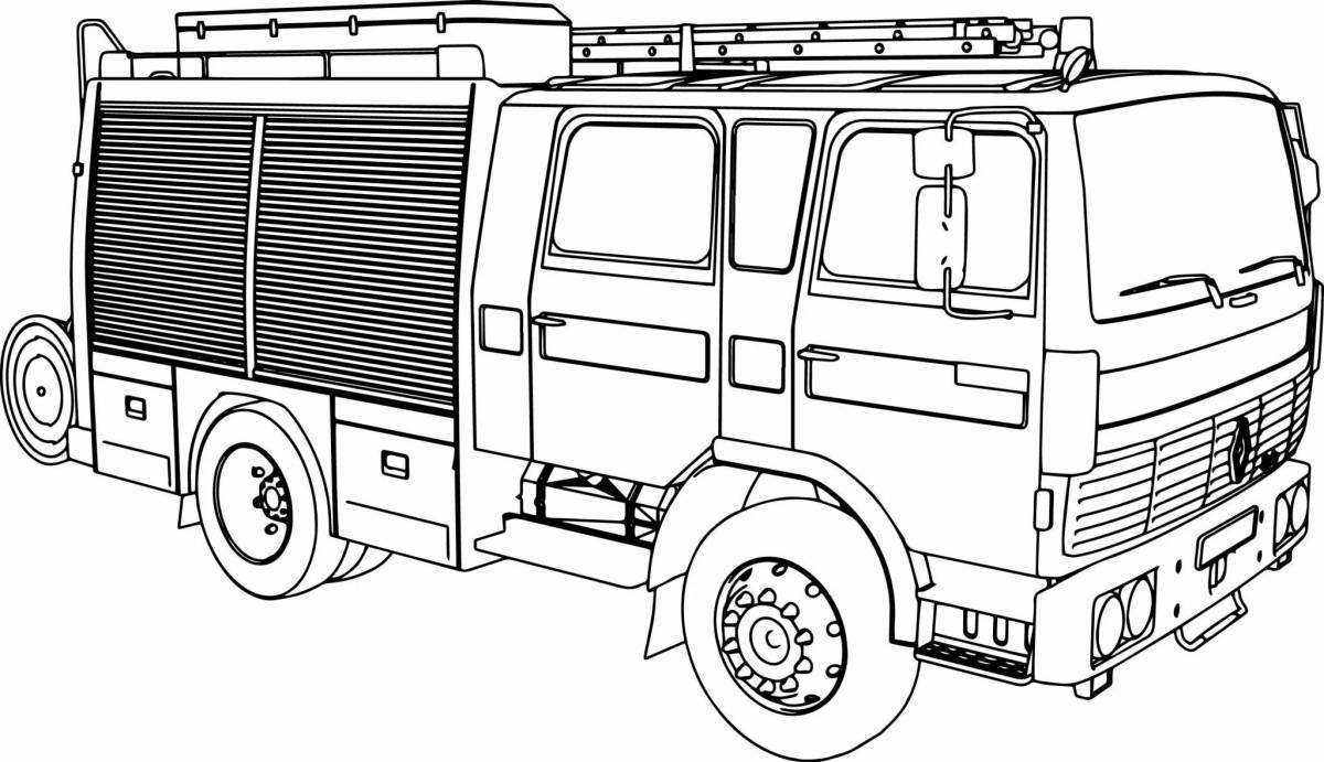 Coloring bright fire truck