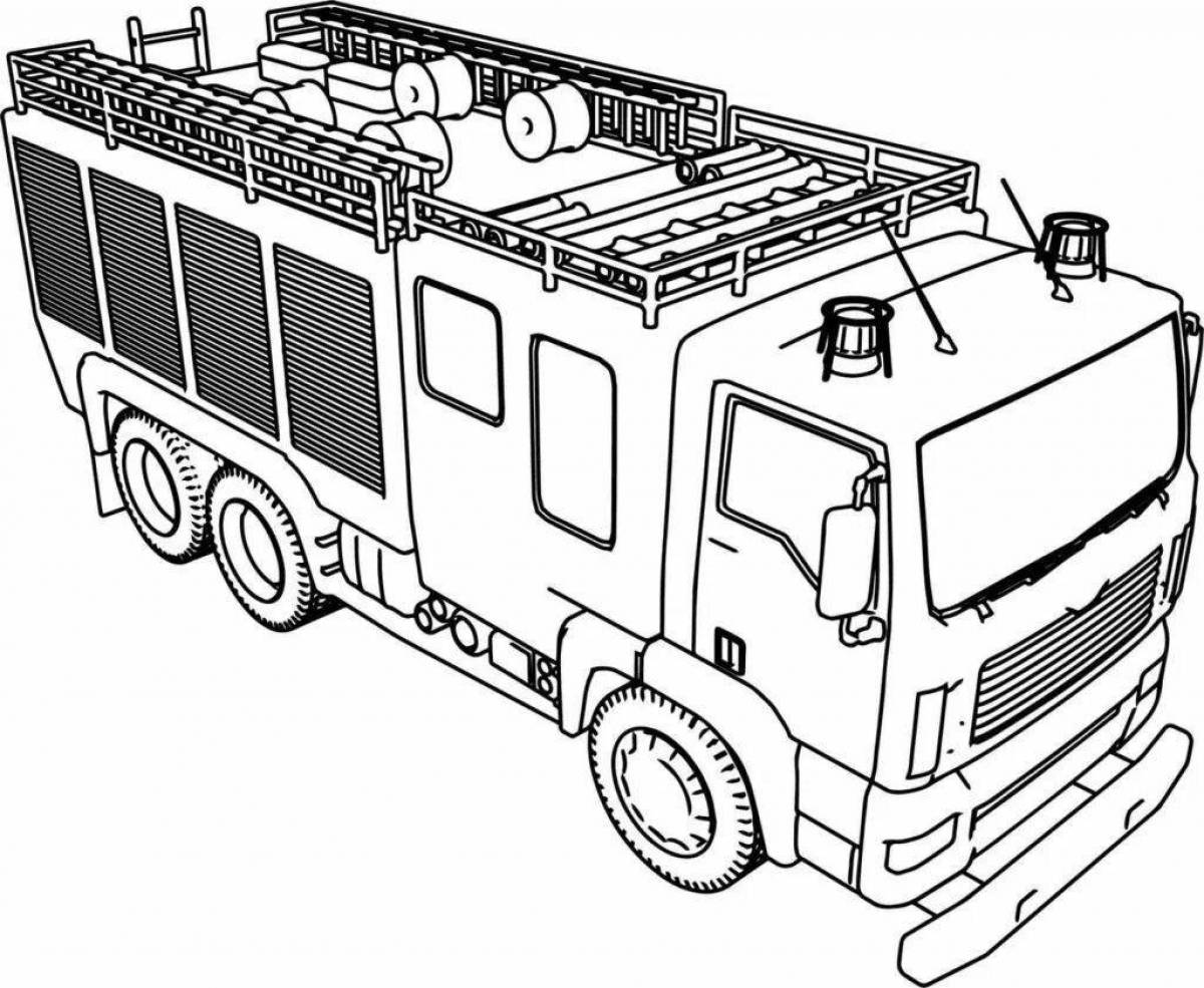 Shiny fire truck coloring page
