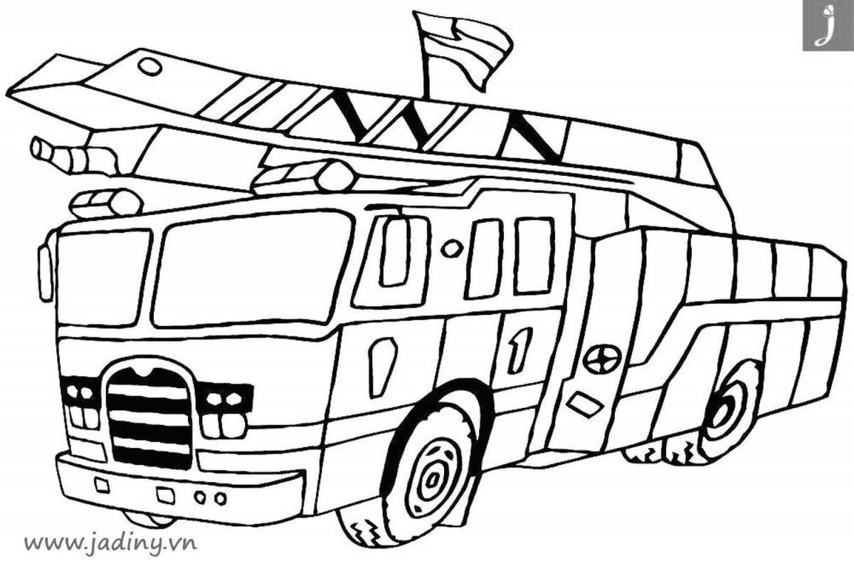 Great fire truck coloring page