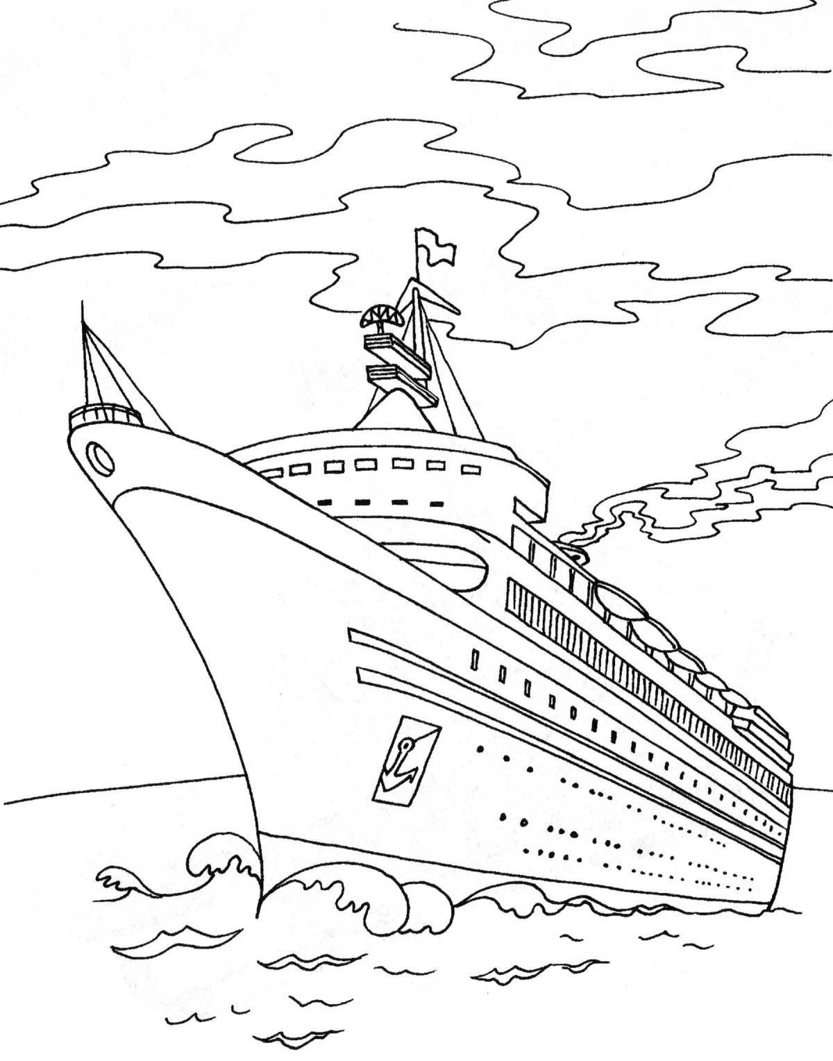 Раскраска величественный пассажирский корабль