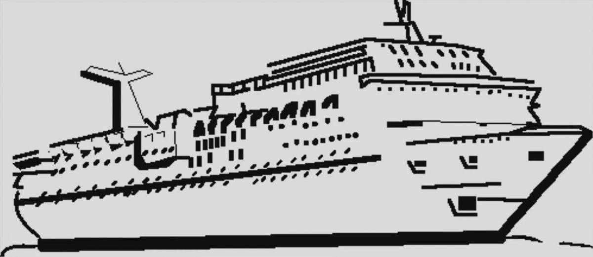 Впечатляющая страница раскраски пассажирского корабля