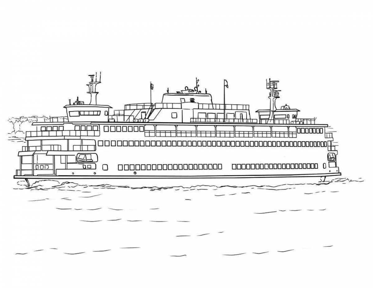 Luxury passenger ship coloring page