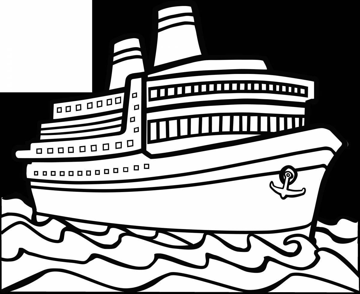Exquisite passenger ship coloring page