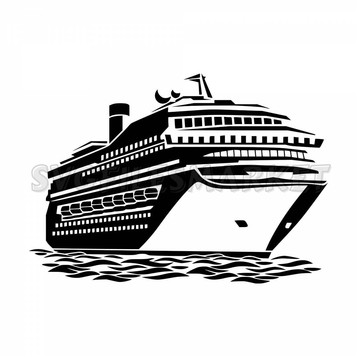 Colourful passenger ship coloring page