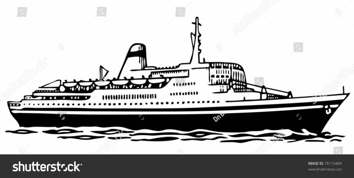 Glamorous passenger ship coloring page