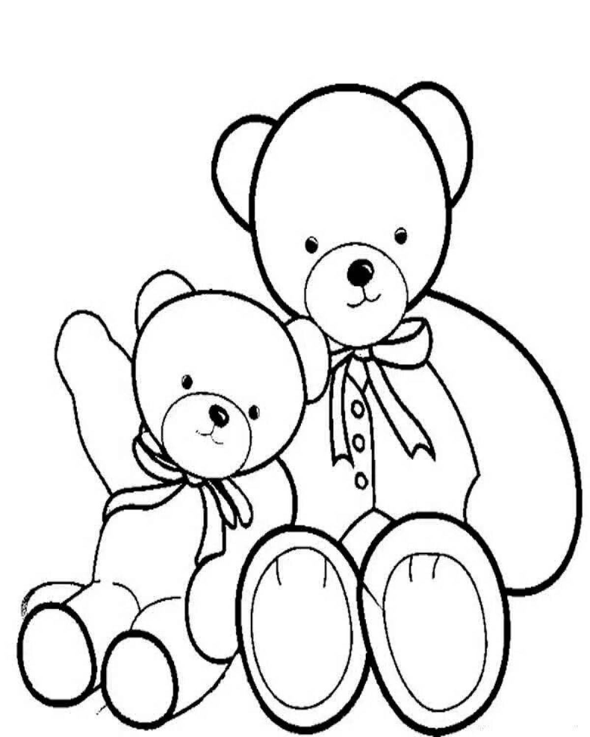 Coloring book playful teddy bear