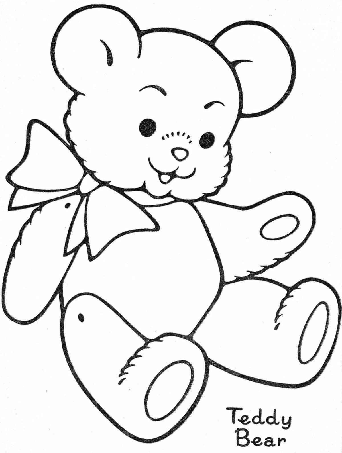 Coloring book cheerful teddy bear