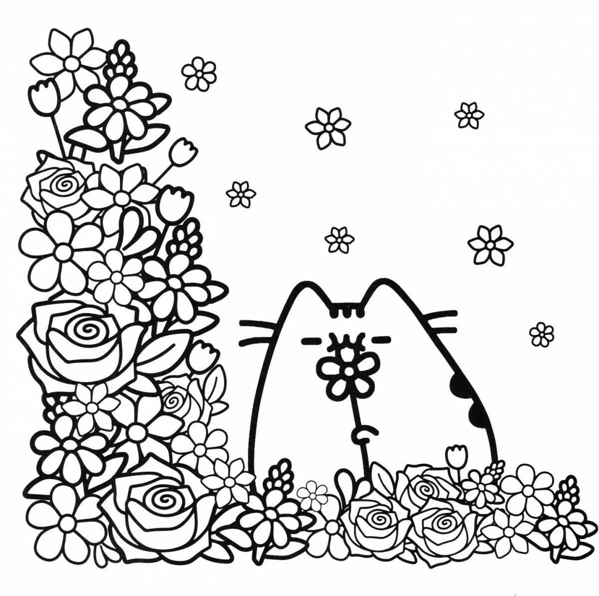 Coloring page fluffy russian blue cat