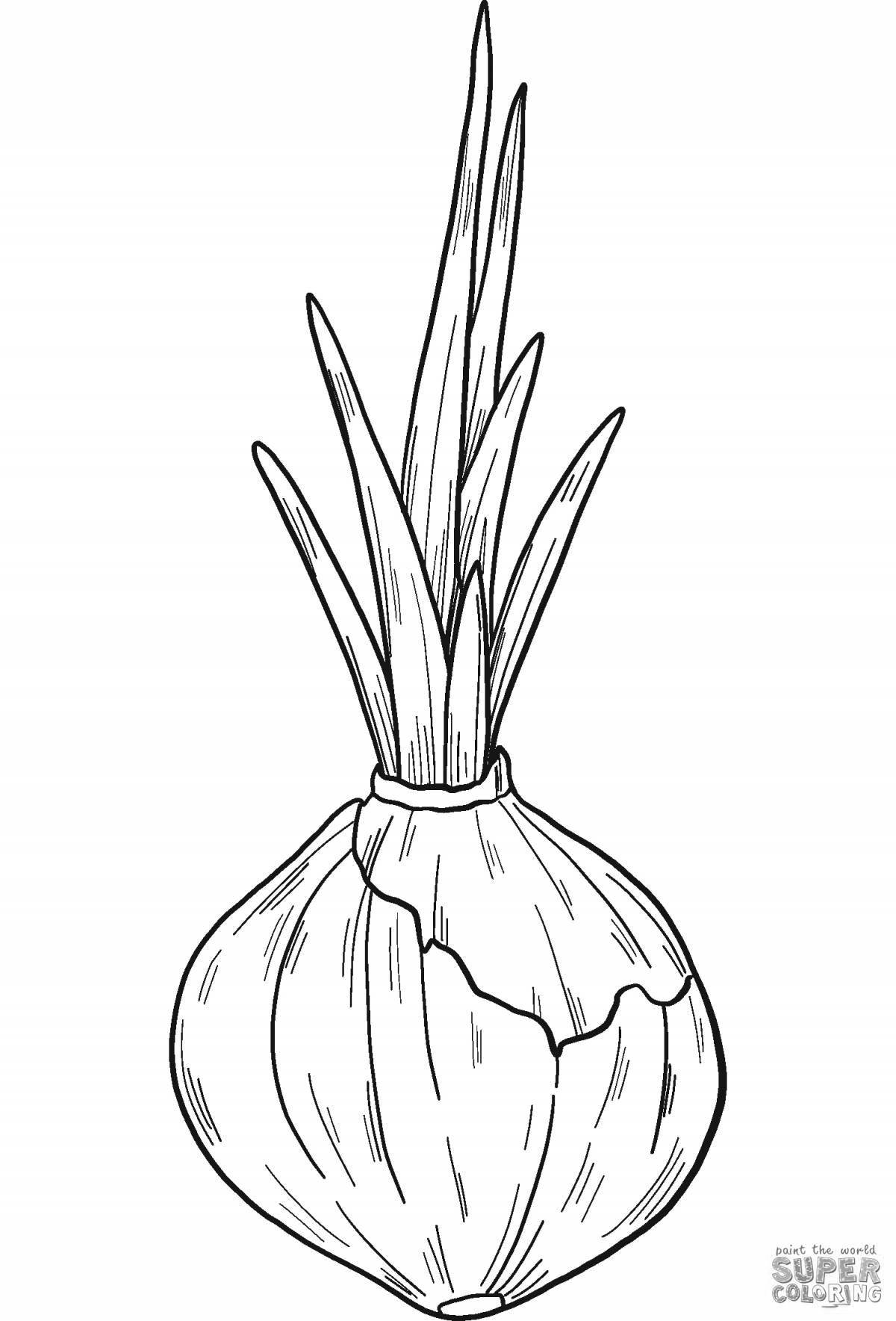 Sparkling green onion coloring page