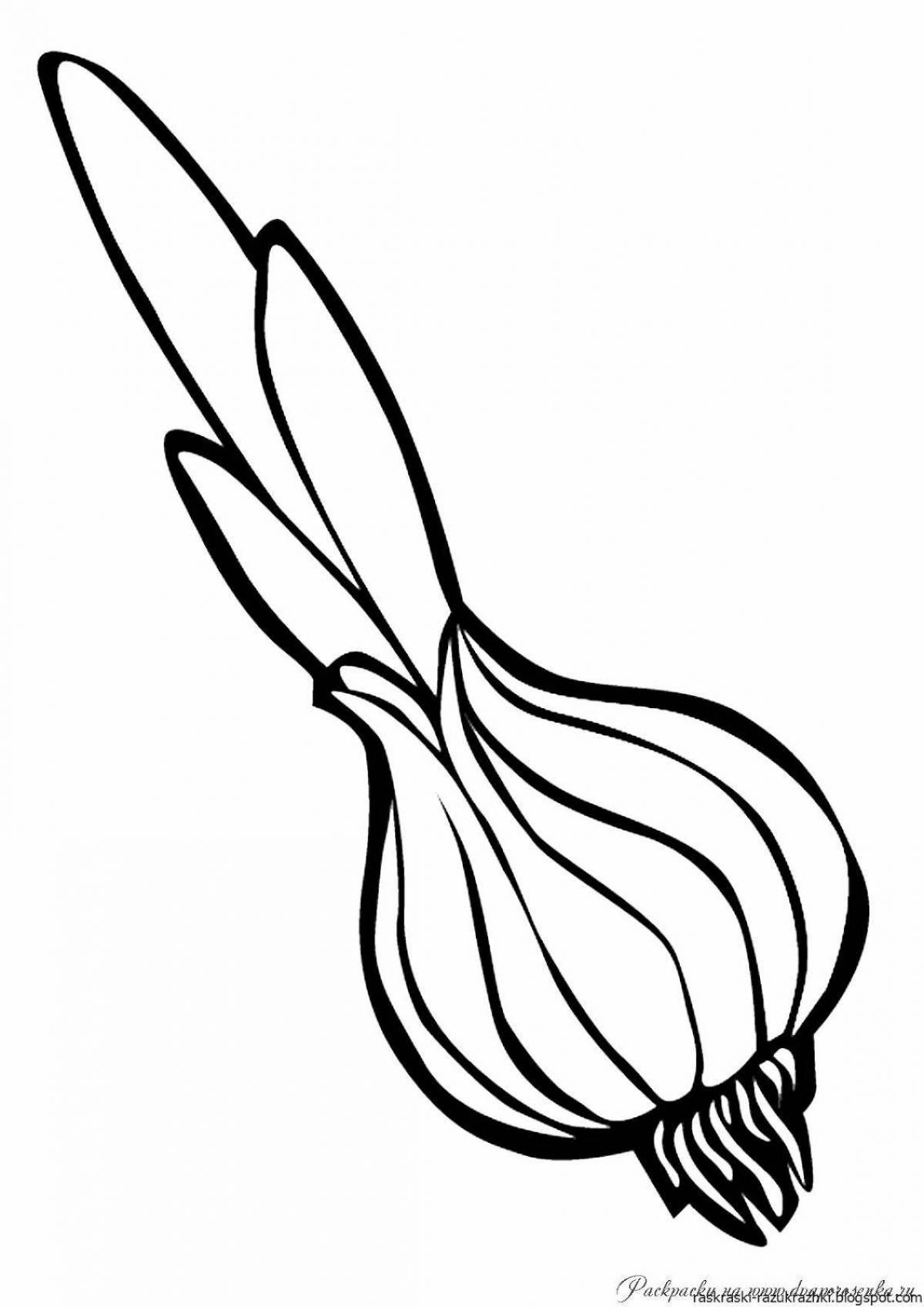 Playful green onion coloring page