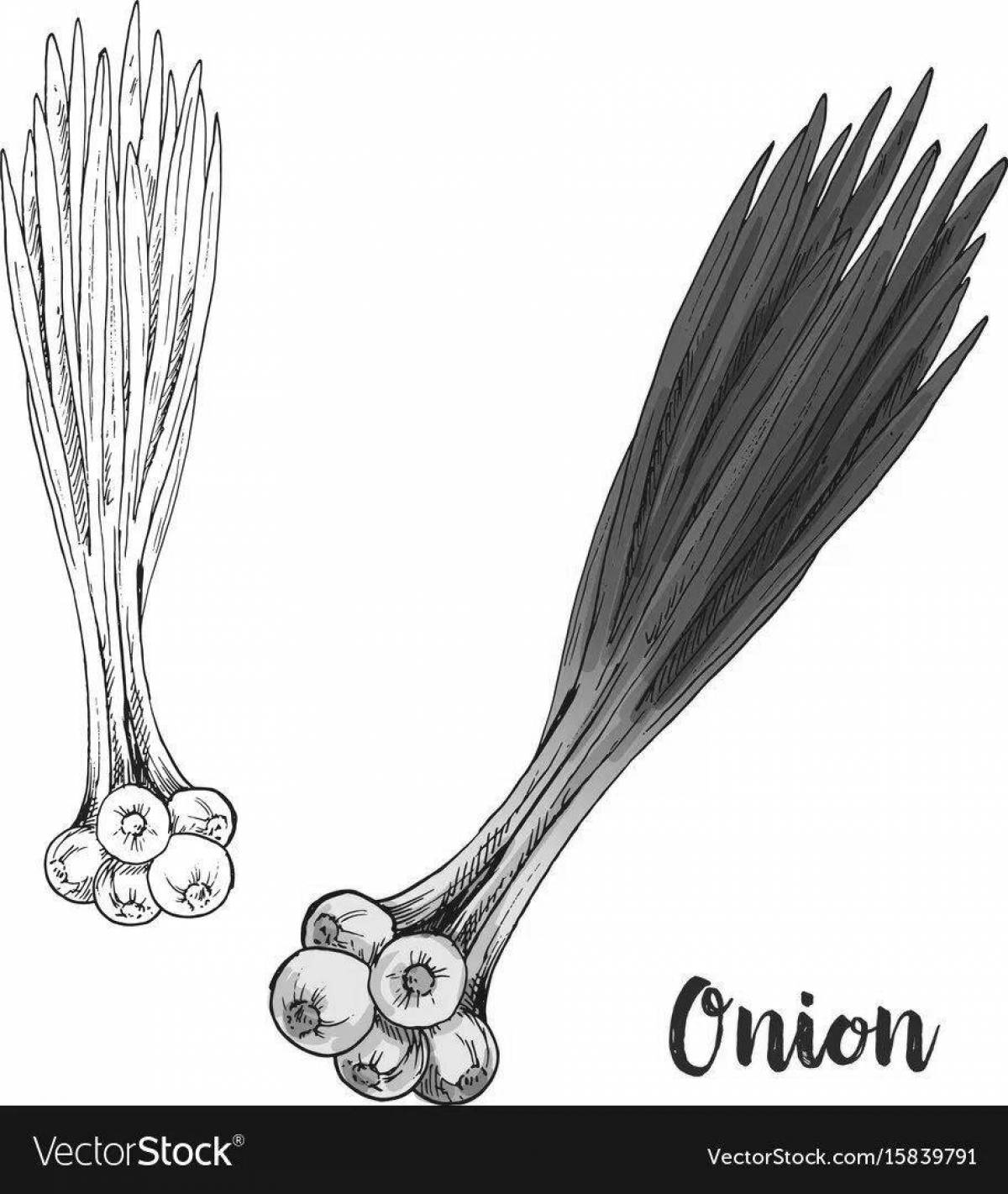 Glittering green onion coloring page