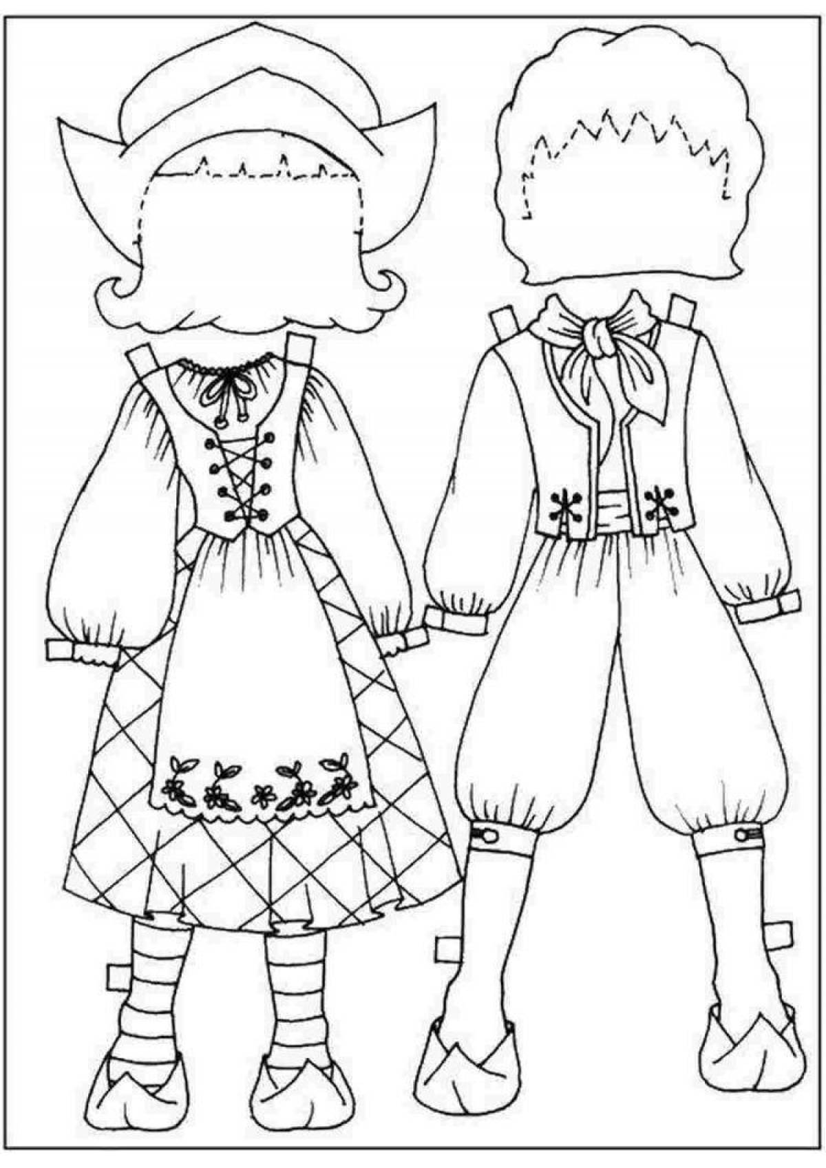 Coloring page violent belarusian doll