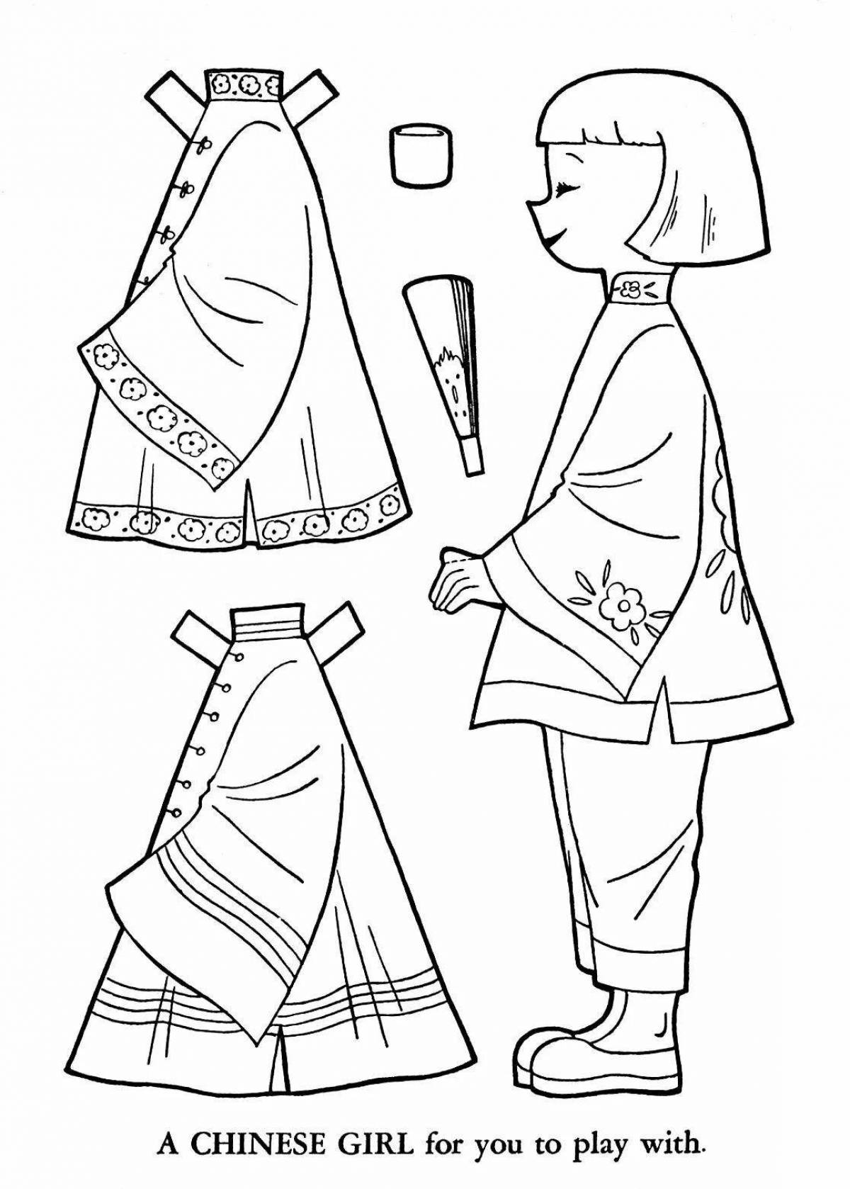 Coloring page dazzling Belarusian doll