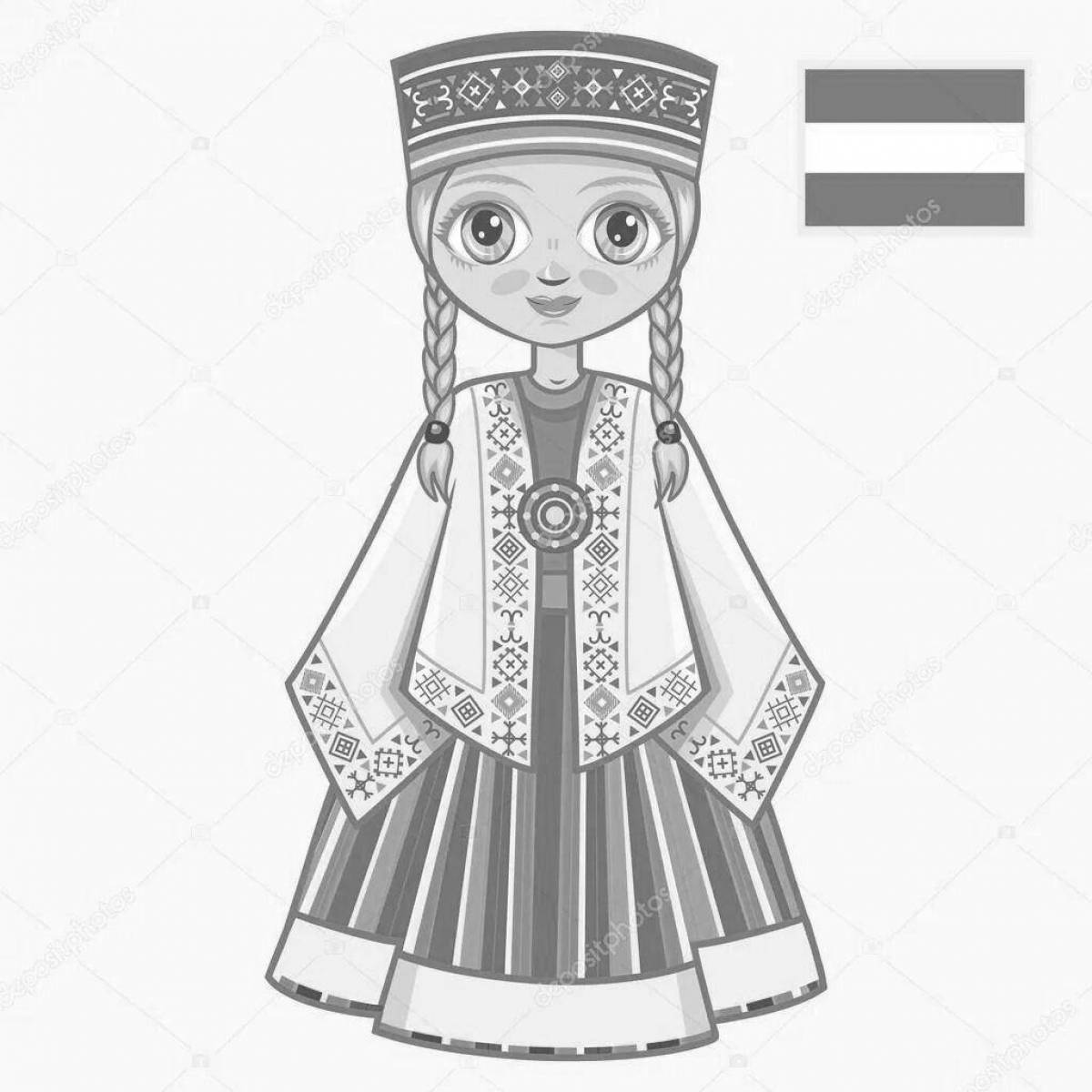 Раскраска живая белорусская кукла