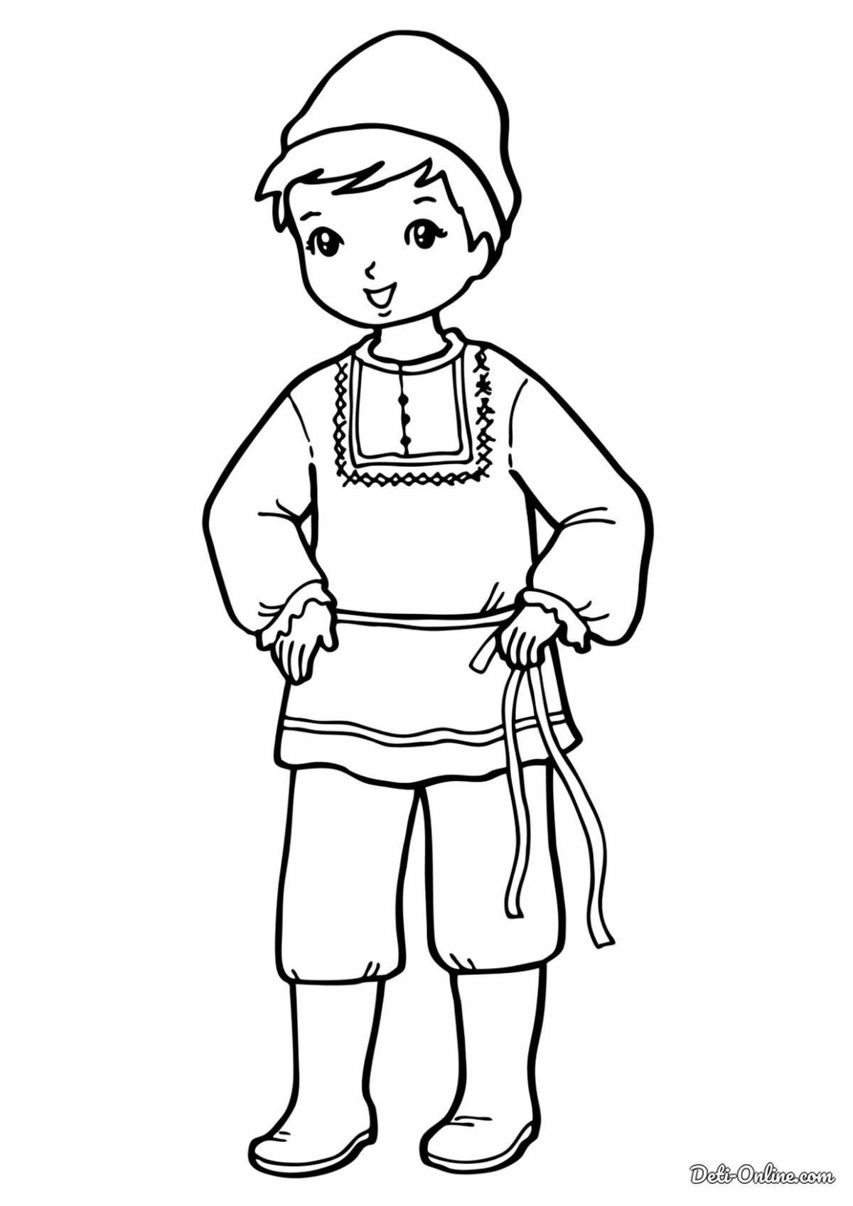 Coloring page graceful belarusian doll