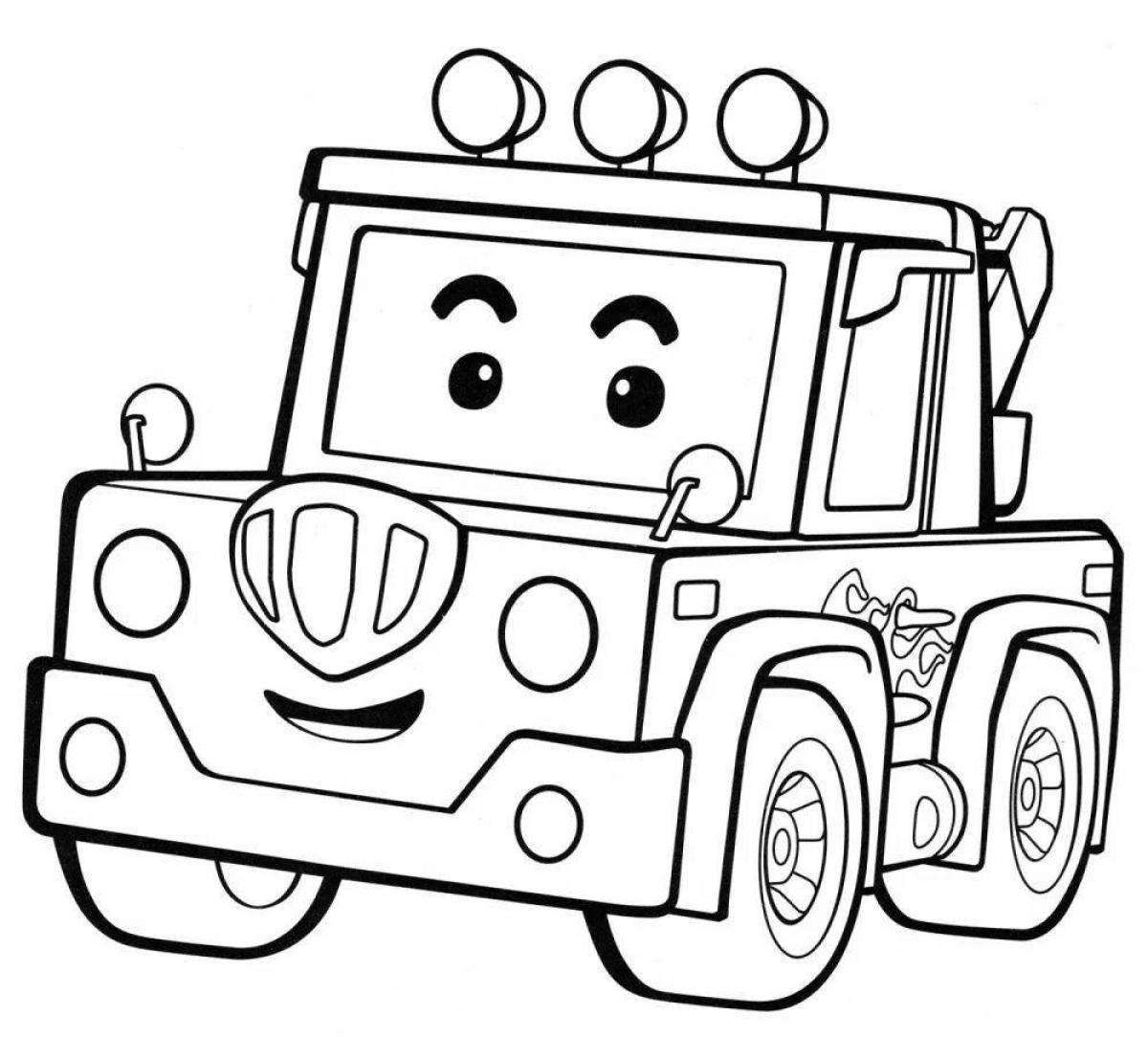 Ember's charming car coloring page