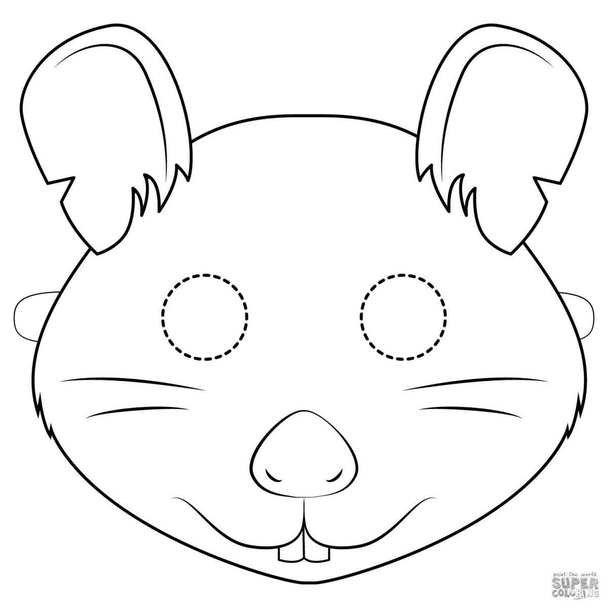 Colourful mouse head coloring page