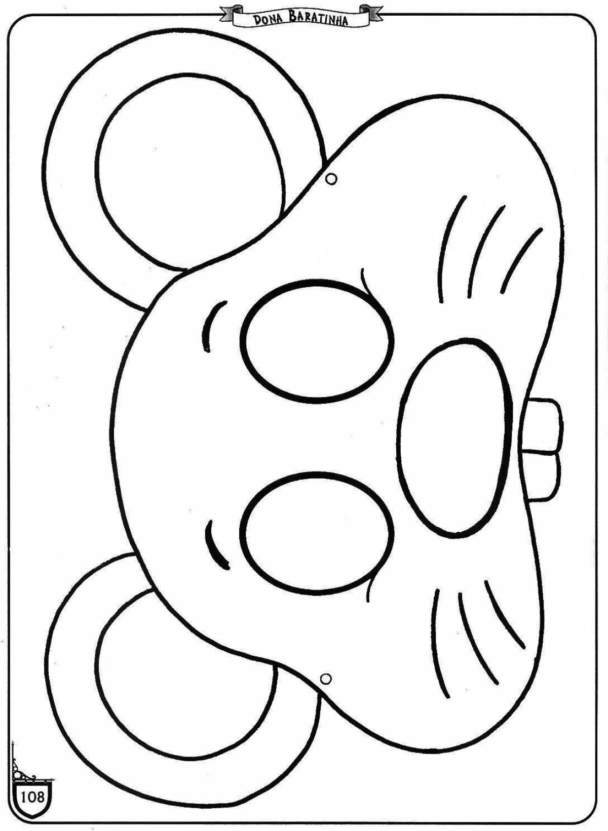 Веселая страница раскраски головы мыши