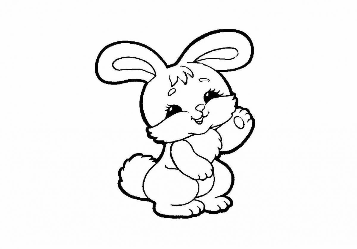 Раскраска радостный пушистый кролик