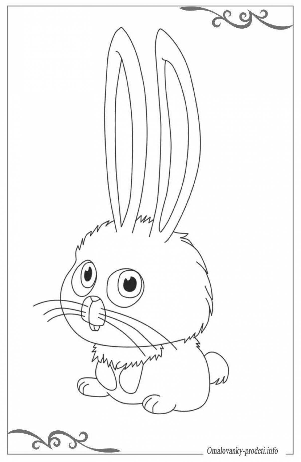 Coloring page fluffy pink rabbit