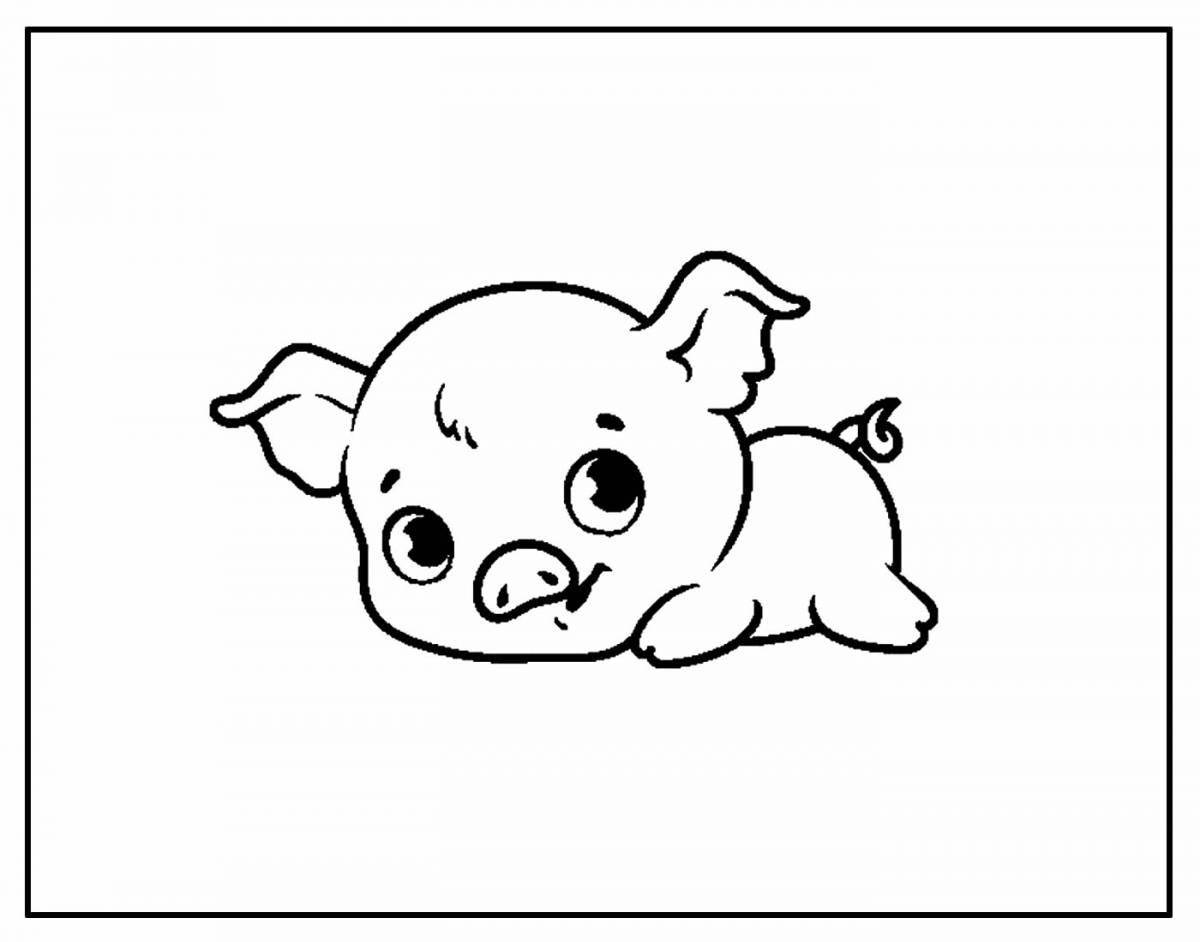 Adorable mini pig coloring book