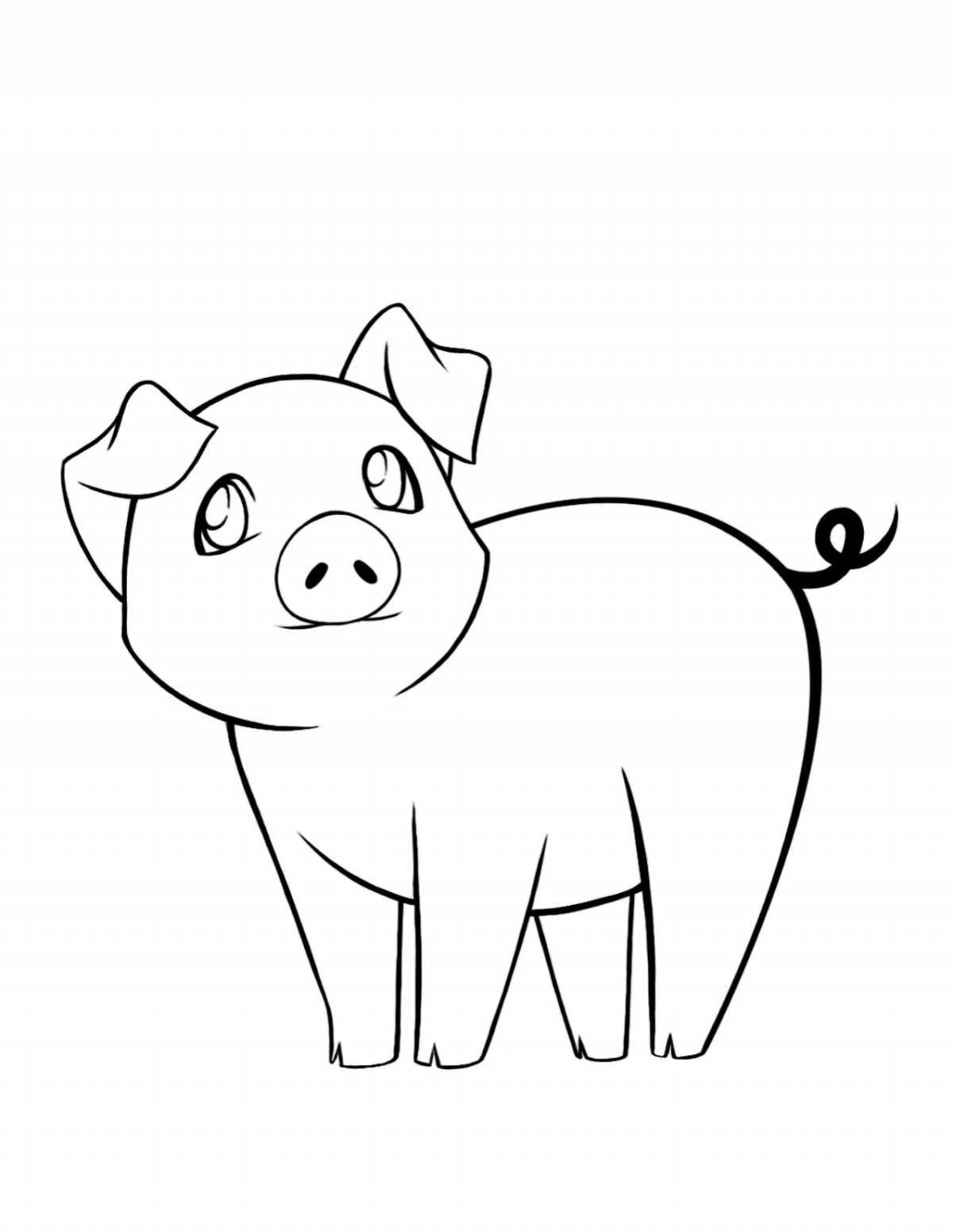 Coloring page happy mini pig