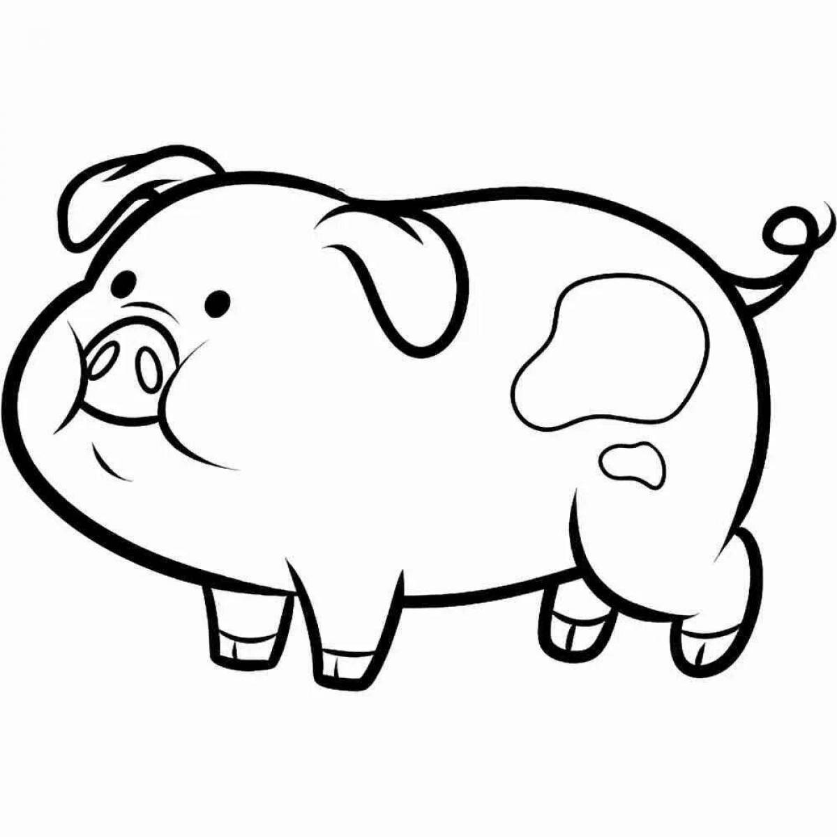 Coloring page funny mini pig