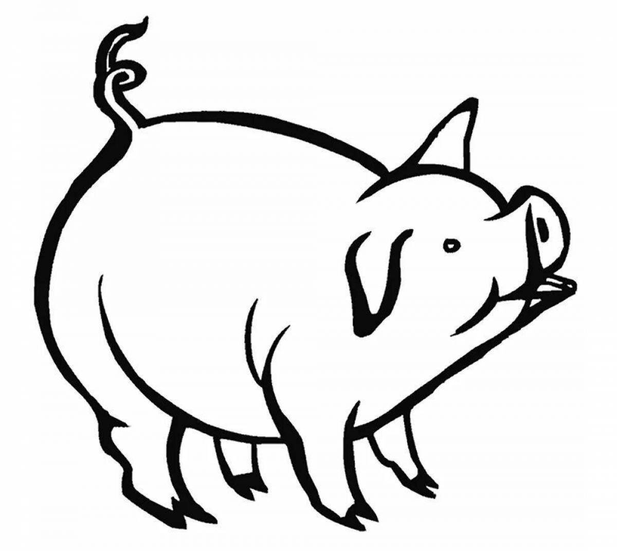 Wiggly mini pig coloring page
