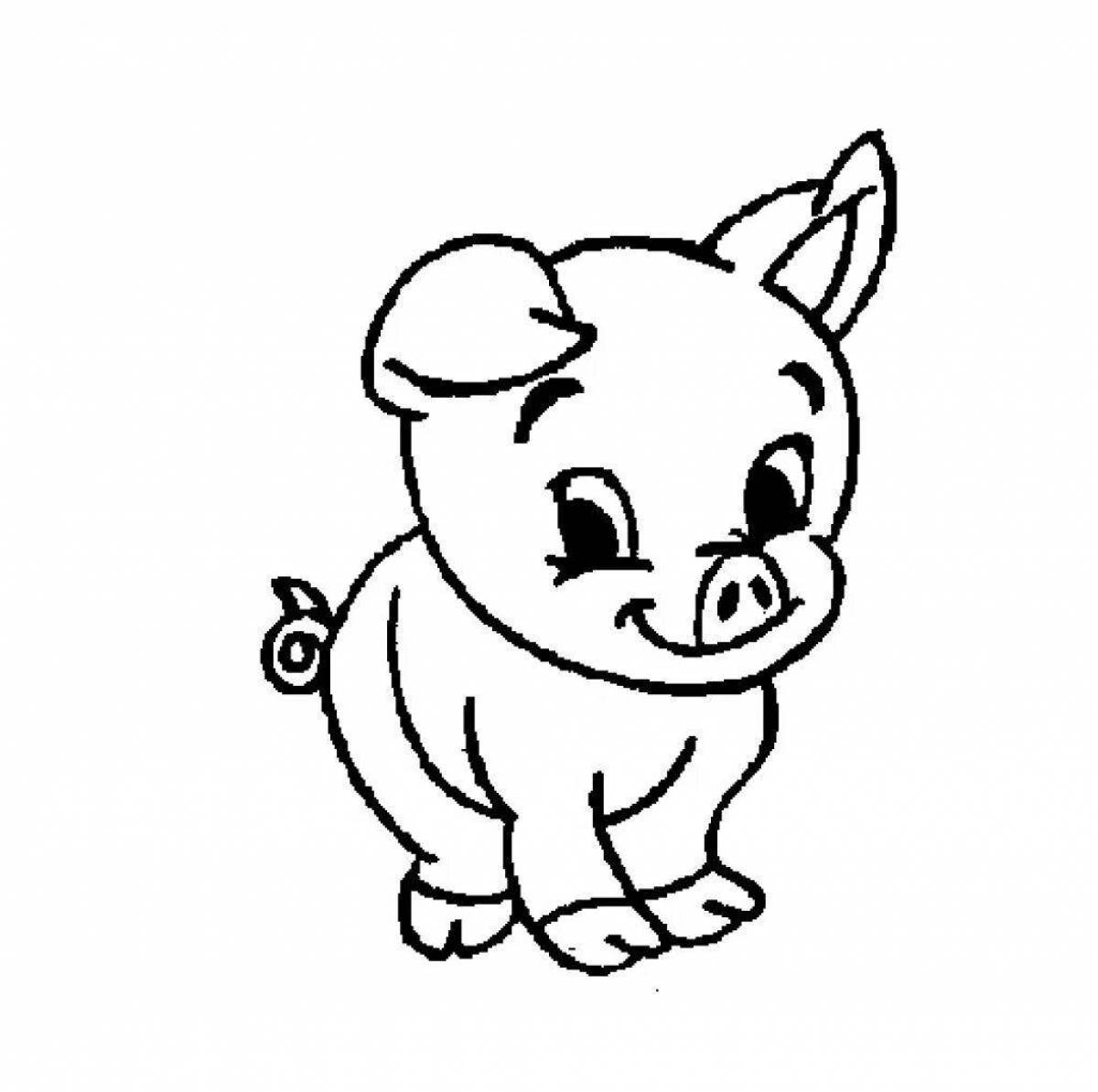 Coloring page snorting mini pig