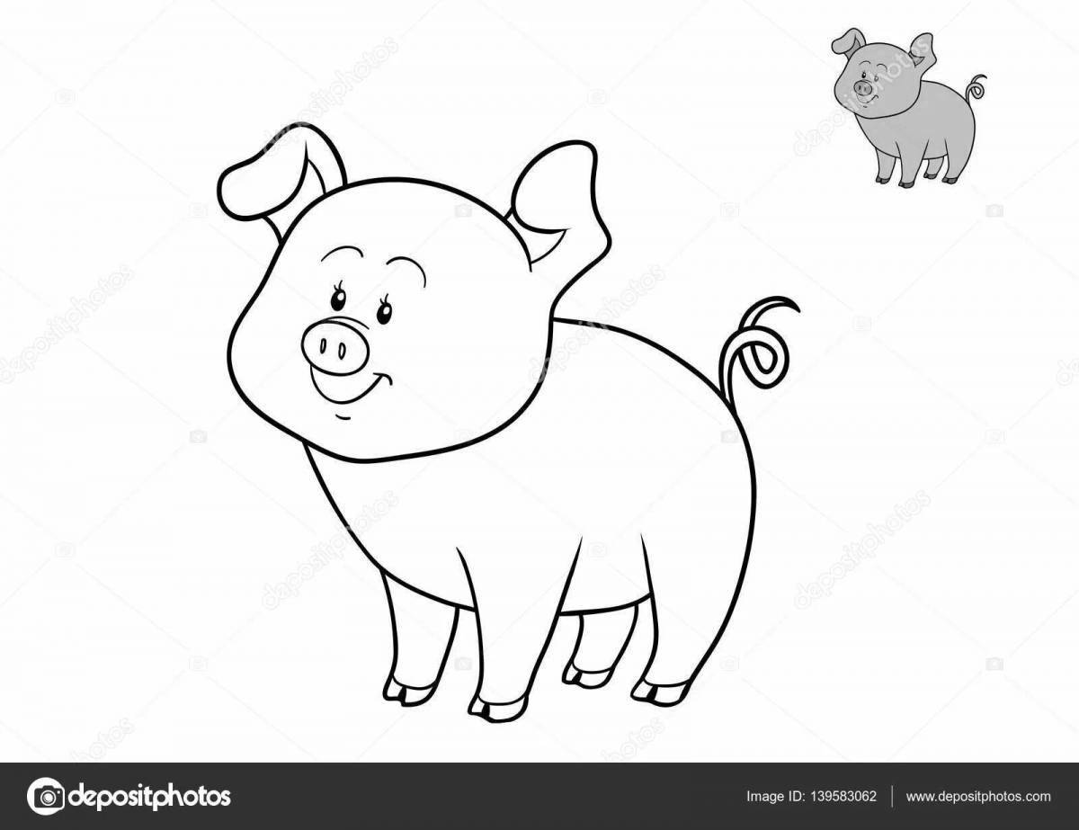 Coloring grunting mini pig
