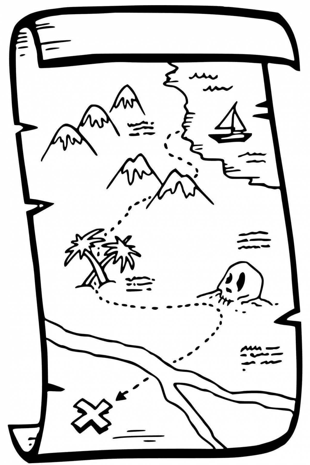 Пиратская карта раскраска