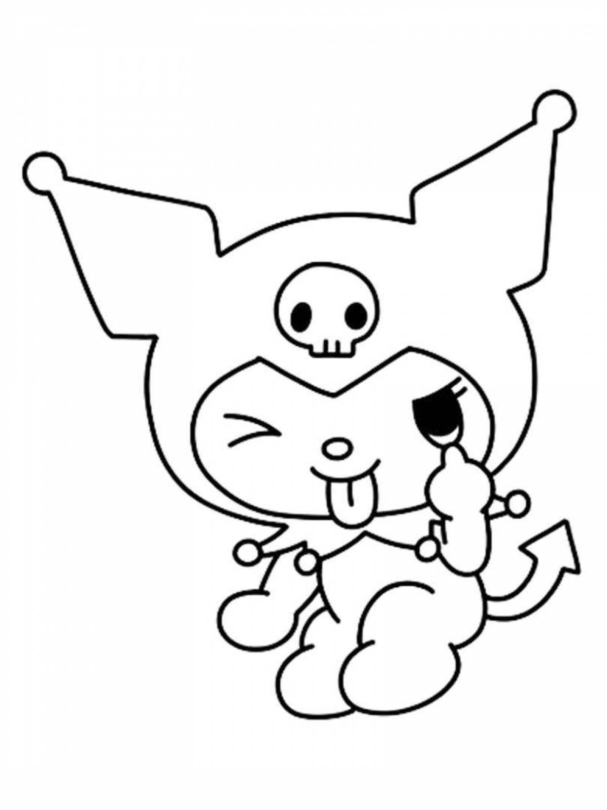 Funny kuromi face coloring page