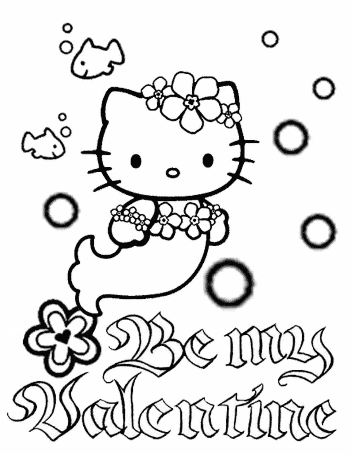 Colorful astro kitty coloring page
