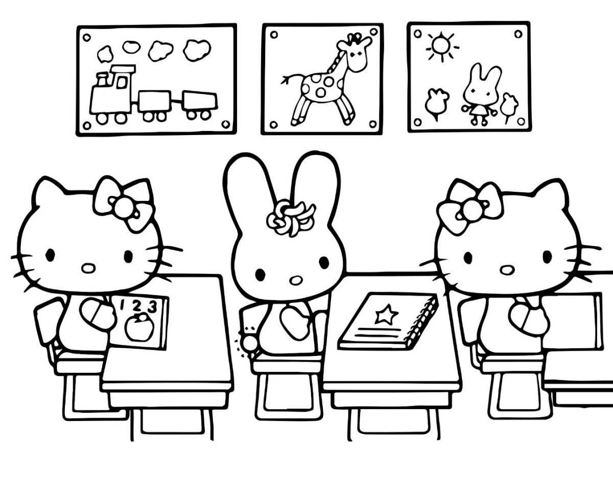 Adorable astro kitty coloring page