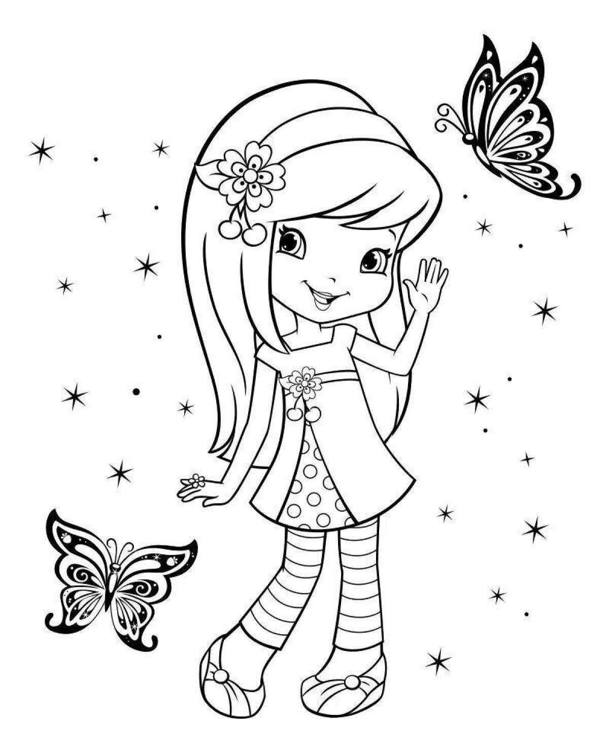 Cute strawberry coloring page