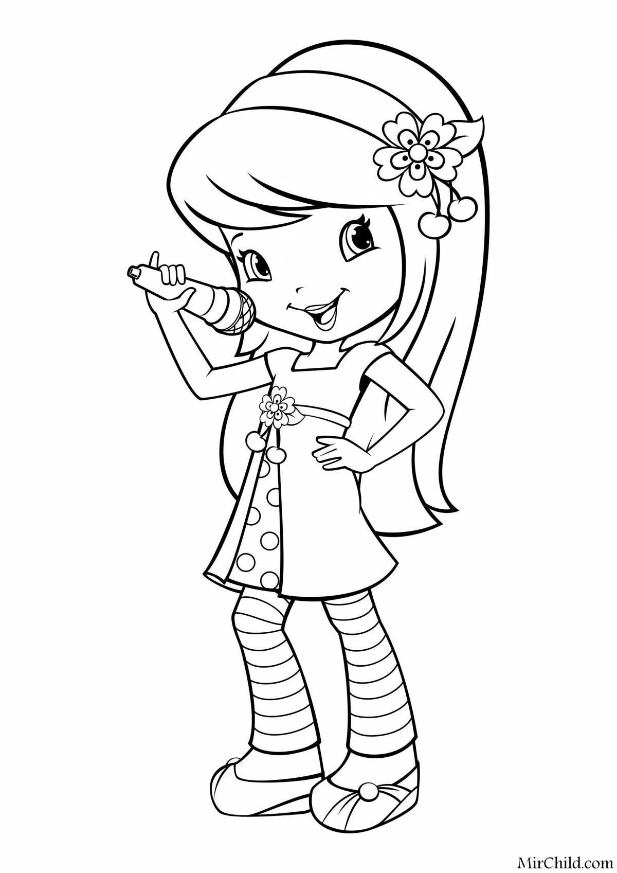 Beautiful strawberry coloring page