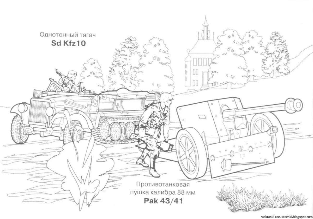 Раскраска Воображаемая страница раскраски времен второй мировой войны