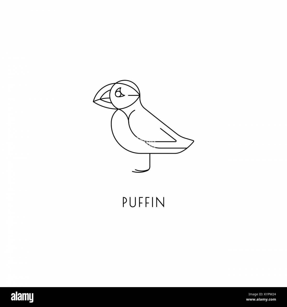 Funny puffin bird coloring book