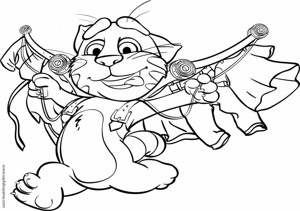 Animated coloring book superhero ginger