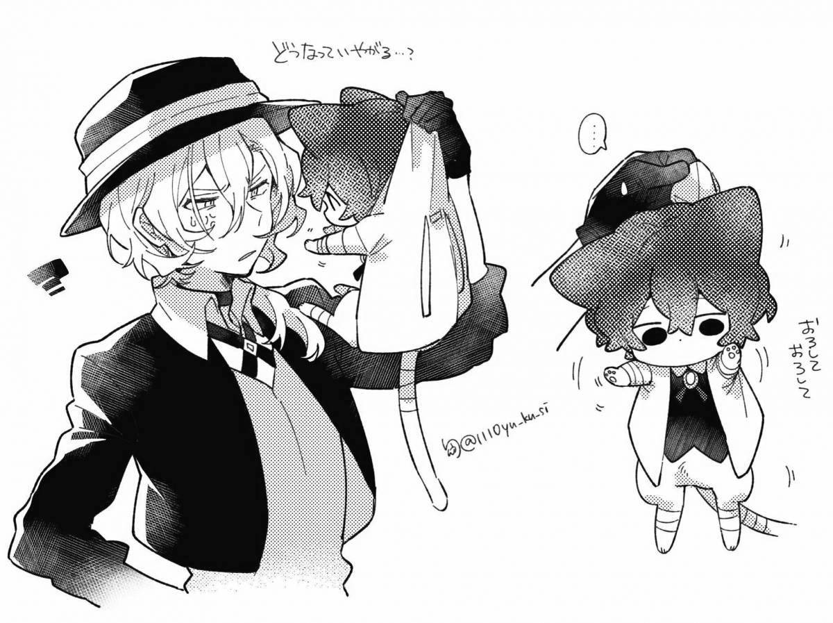 Photo Amazing chibi dazai coloring page