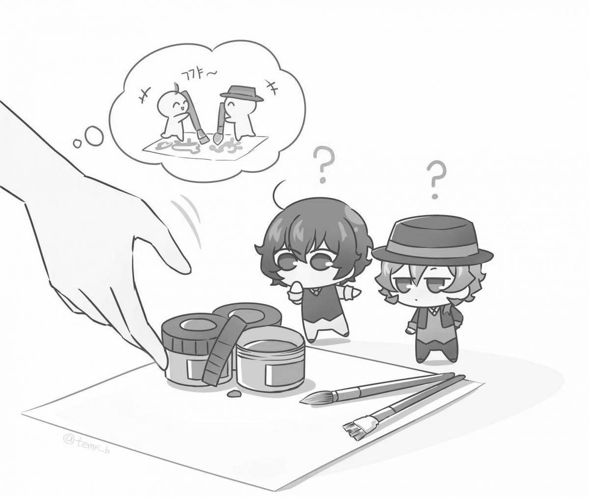 Photo Ecstatic dazai chibi coloring book