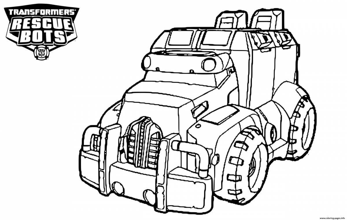 Очаровательный тракторный робот-раскраска