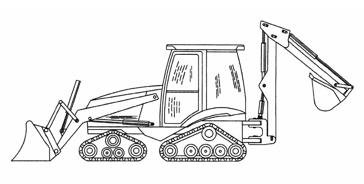 Cute tractor robot coloring book