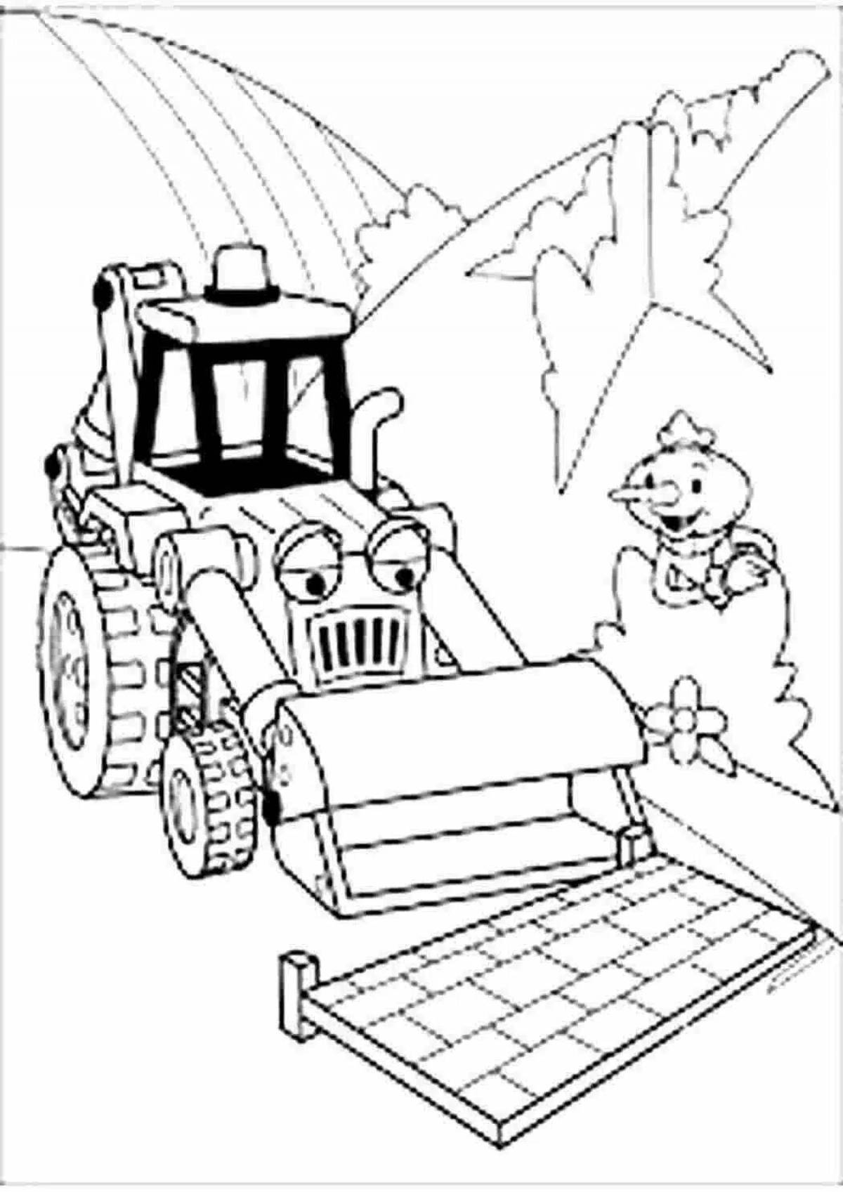 Cute robot tractor coloring page