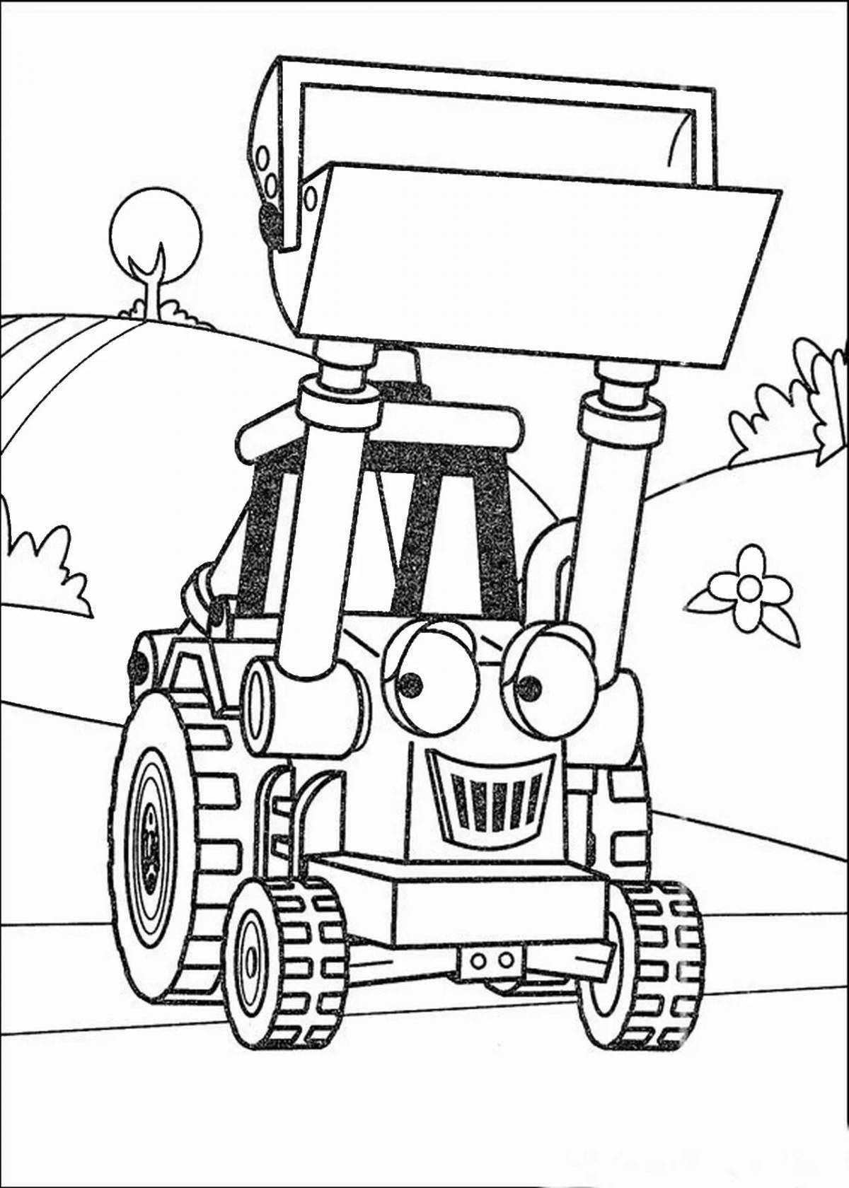 Раскраска очаровательный робот-трактор