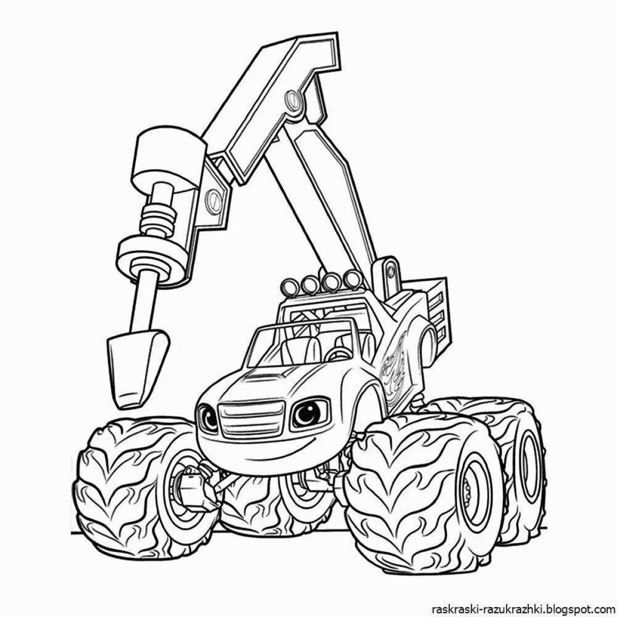 Увлекательный робот-трактор-раскраска