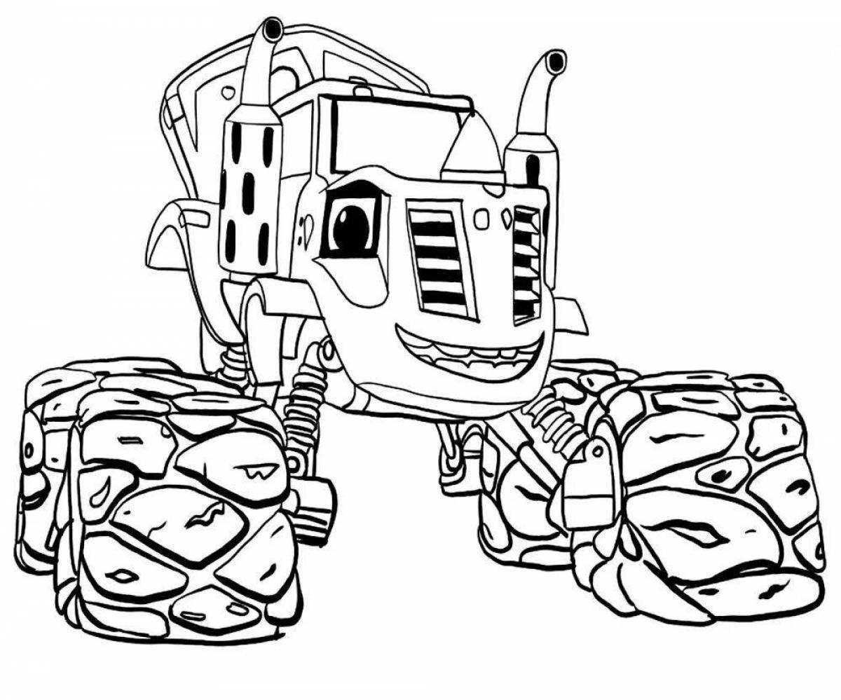 Интригующий робот-трактор-раскраска