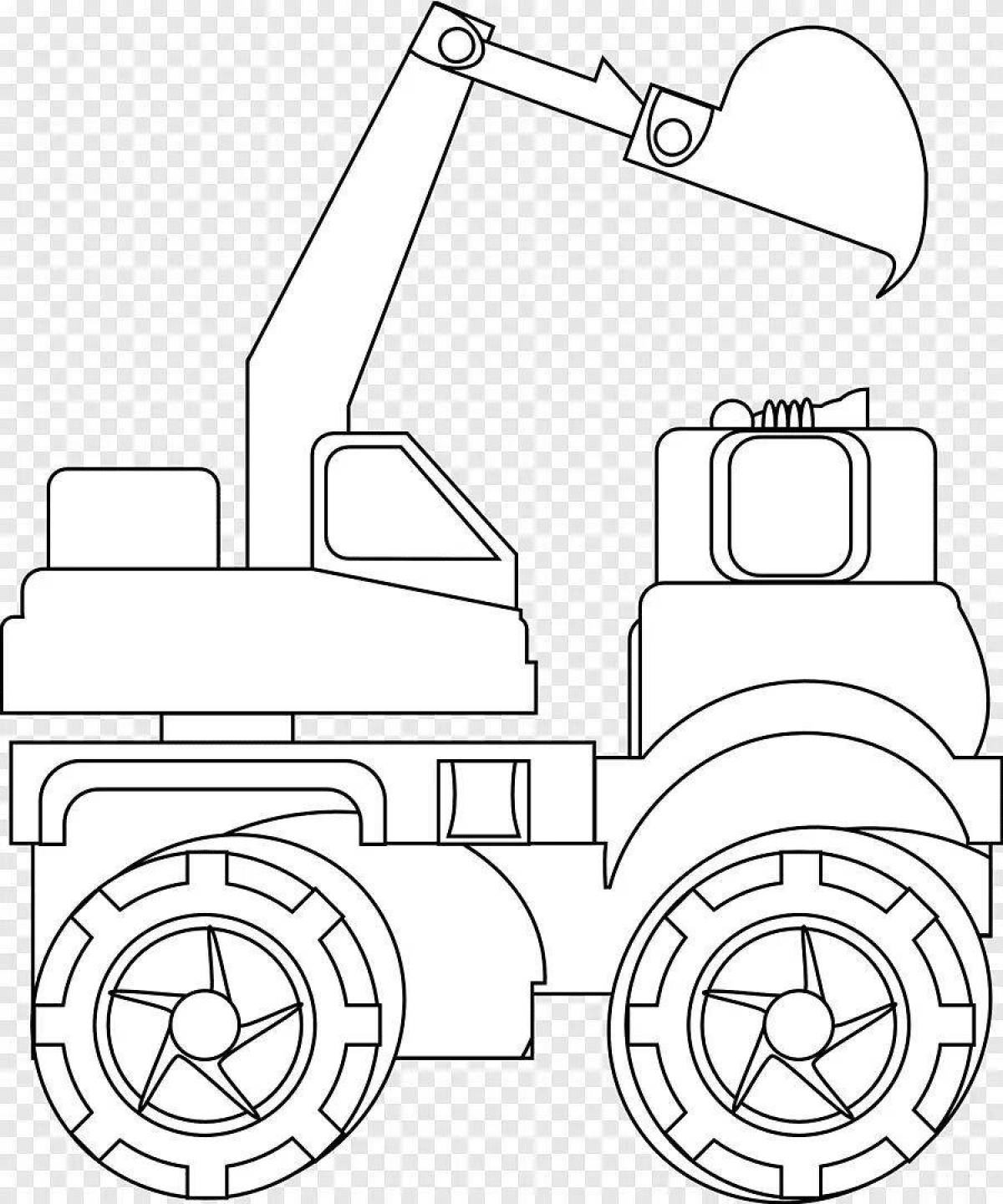 Coloring page funny robot tractor